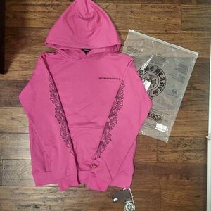 Chrome Hearts Pink Floral-Trim Hoodie